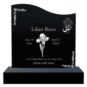 Left Wave - In Loving Memory Headstone memorial design preview