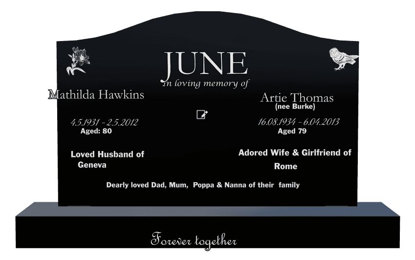 Serpentine Laser-Etched Black Granite Headstone – In Loving Memory preview