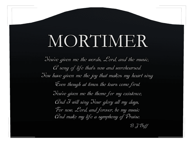Serpentine Laser-Etched Black Granite Headstone – Song Headstone preview