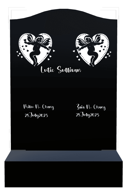 Serpentine Laser-Etched Black Granite Headstone – Heart preview
