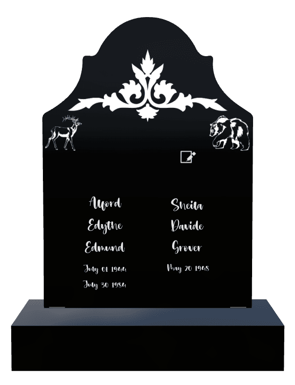 Laser-Etched Black Granite Headstone – Bird preview