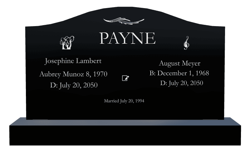 Serpentine Laser-Etched Black Granite Headstone – Tree preview