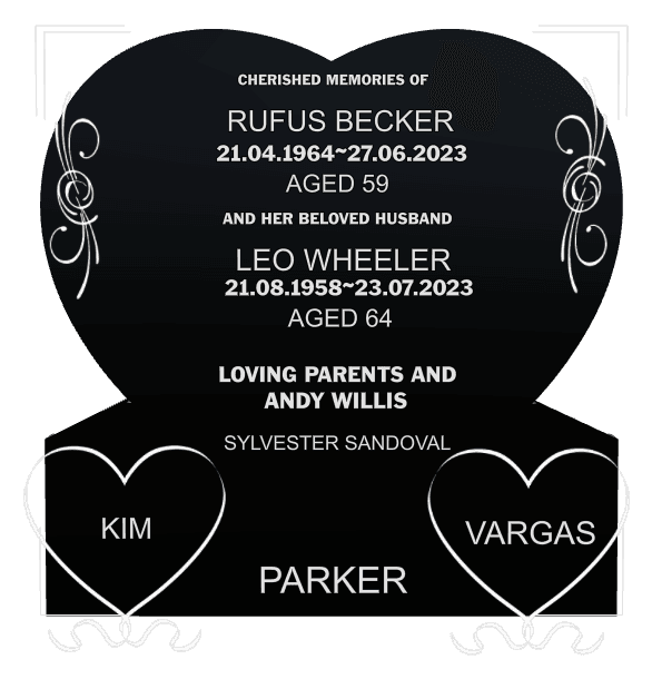 Heart Laser-Etched Black Granite Headstone – heart preview