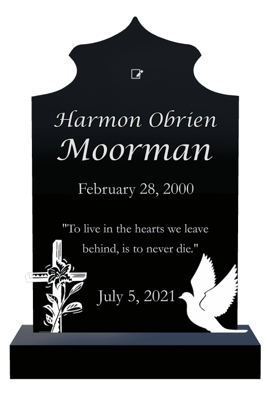Laser-Etched Black Granite Headstone – Samuel preview