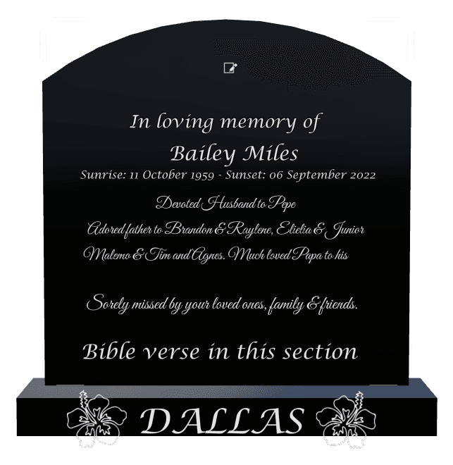 Curved Top Laser-Etched Black Granite Headstone – Much Loved Headstone preview