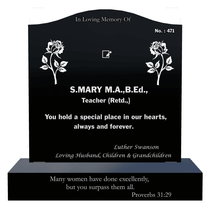 Serpentine Laser-Etched Black Granite Headstone – Loving Husband preview