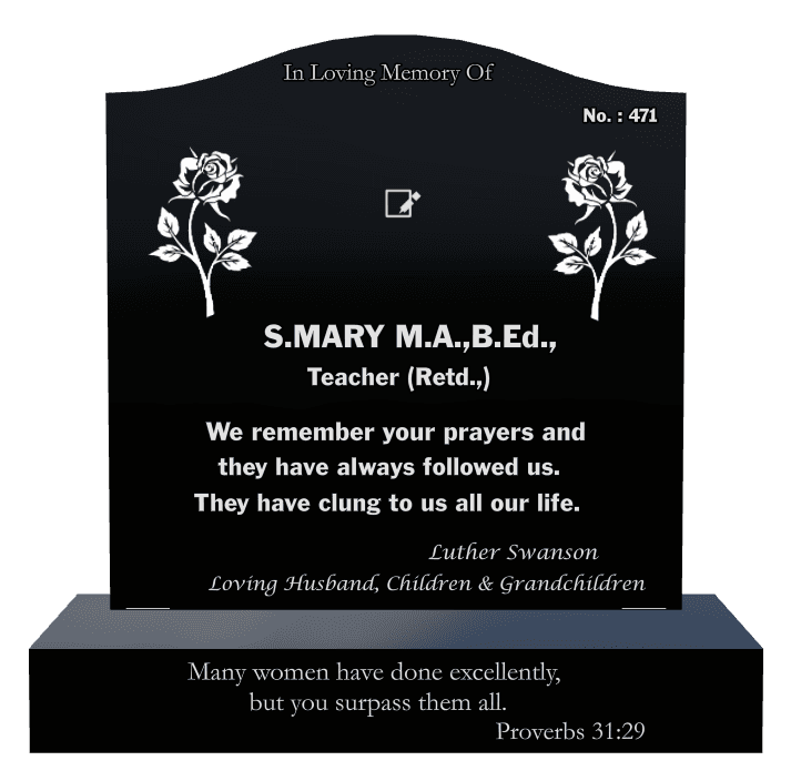 Serpentine Laser-Etched Black Granite Headstone – Loving Husband preview