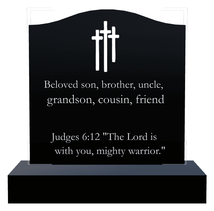 Serpentine Laser-Etched Black Granite Headstone – Beloved Son preview