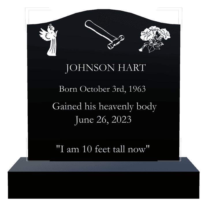 Serpentine Laser-Etched Black Granite Headstone – Angel Flower preview