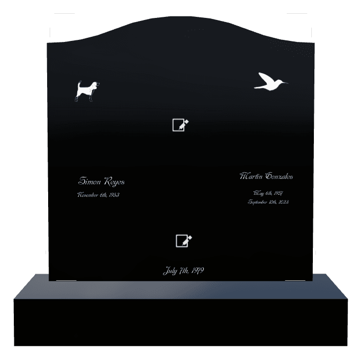Serpentine Laser-Etched Black Granite Headstone – Bird Dog preview