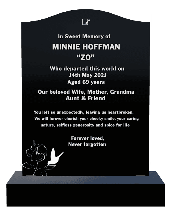 Serpentine Laser-Etched Black Granite Headstone – Forever Loved preview