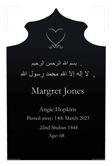 Laser-Etched Black Granite Headstone – Heart preview
