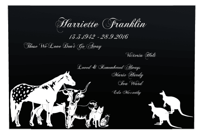 Rectangle (landscape) Laser-Etched Color Plaque – bird, cat and dog preview