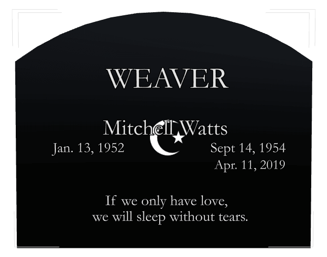 Curved Top Laser-Etched Black Granite Headstone – Star Headstone preview