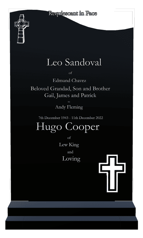 Left Wave Laser-Etched Black Granite Headstone – Much Loved preview