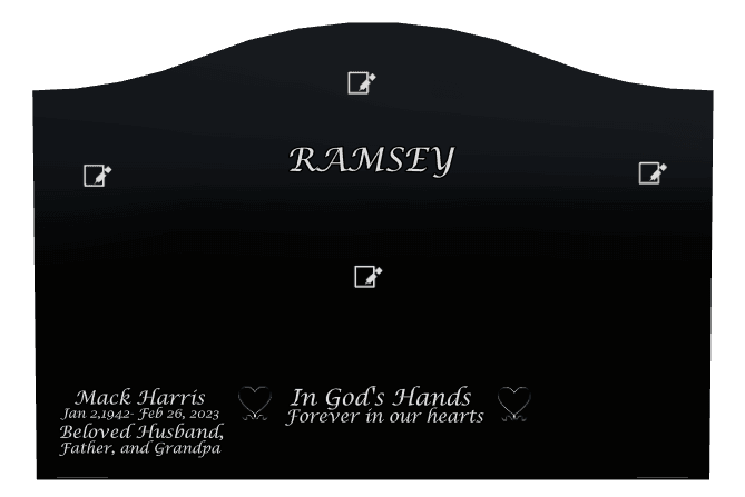 Serpentine Laser-Etched Black Granite Headstone – Forever in Our Hearts preview
