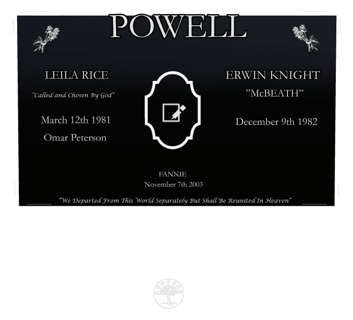 Square Laser-Etched Black Granite Headstone – Reunited in Heaven preview