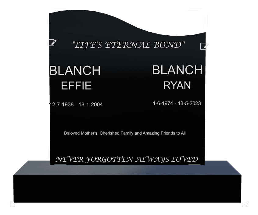 Left Wave Laser-Etched Black Granite Headstone – Dog Teddy Bear preview