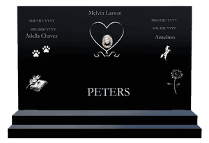 Square - Flower Heart Headstone memorial design preview