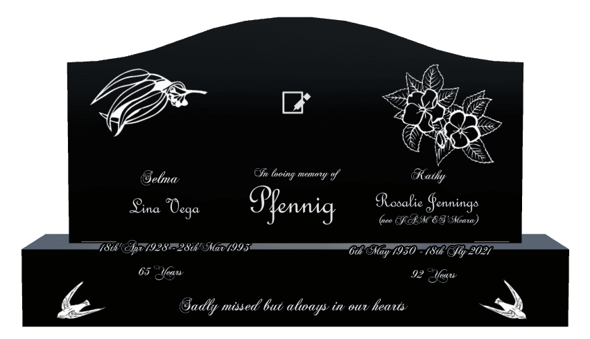 Serpentine Laser-Etched Black Granite Headstone – Always in Our Hearts preview