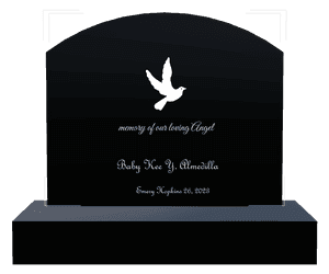 Curved Top - Dove Headstone memorial design preview