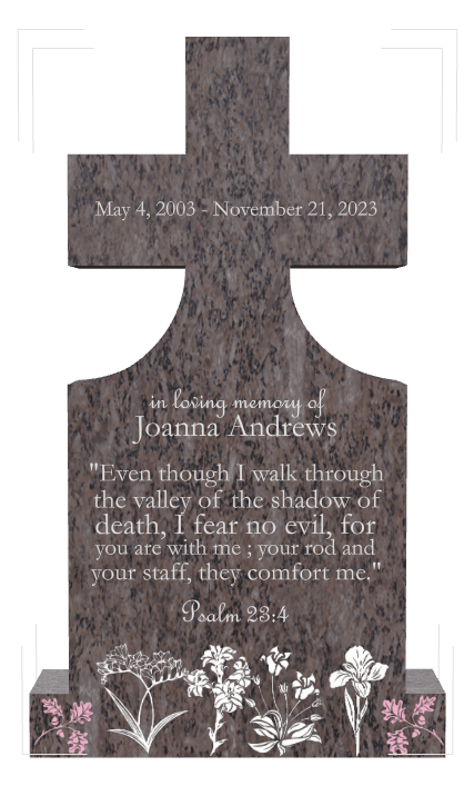Traditional Engraved Headstone – Though i Walk Through The Valley preview