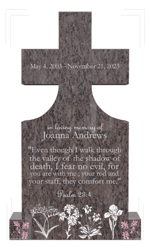 Headstone 25 - Though i Walk Through The Valley memorial design preview