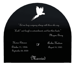 Half Round - Parrot memorial design preview
