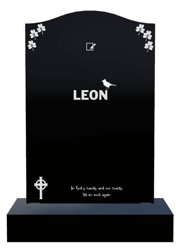 Serpentine Laser-Etched Black Granite Headstone – Bird Cross preview