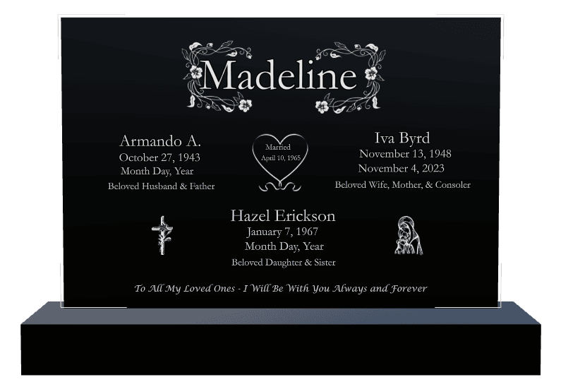 Square Laser-Etched Black Granite Headstone – Beloved Daughter preview