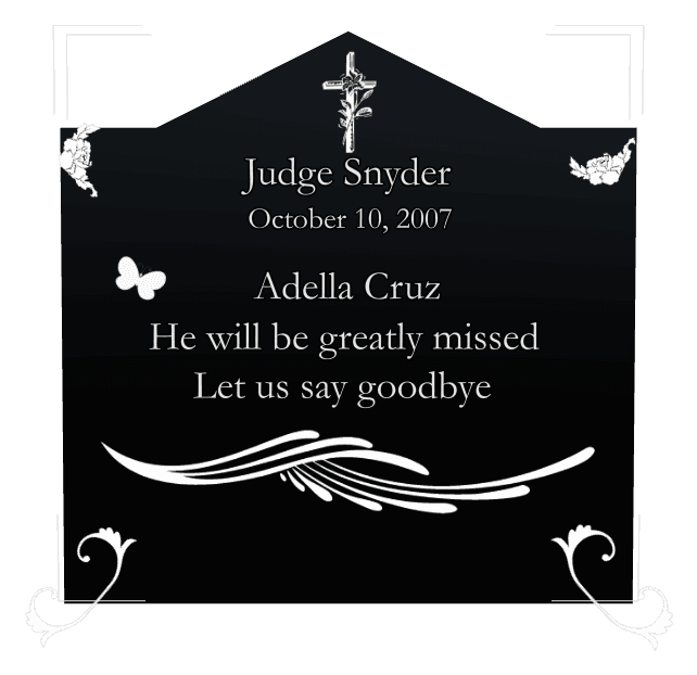 Gable Laser-Etched Black Granite Headstone – Butterflies Flower preview