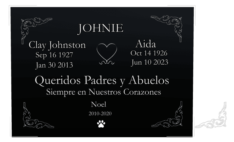 Square Laser-Etched Black Granite Headstone – Heart Headstone preview