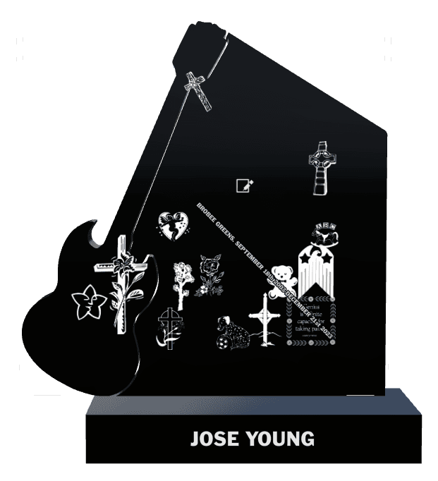 Laser-Etched Black Granite Headstone – Bird Dog preview