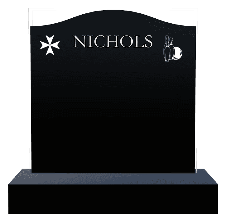 Serpentine Laser-Etched Black Granite Headstone – Cross preview