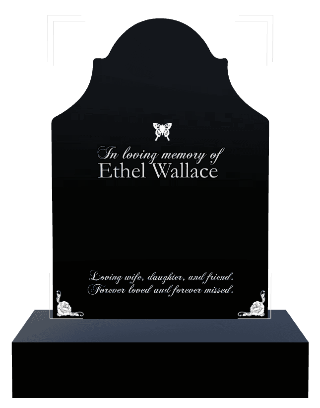 Laser-Etched Black Granite Headstone – Loving Wife preview