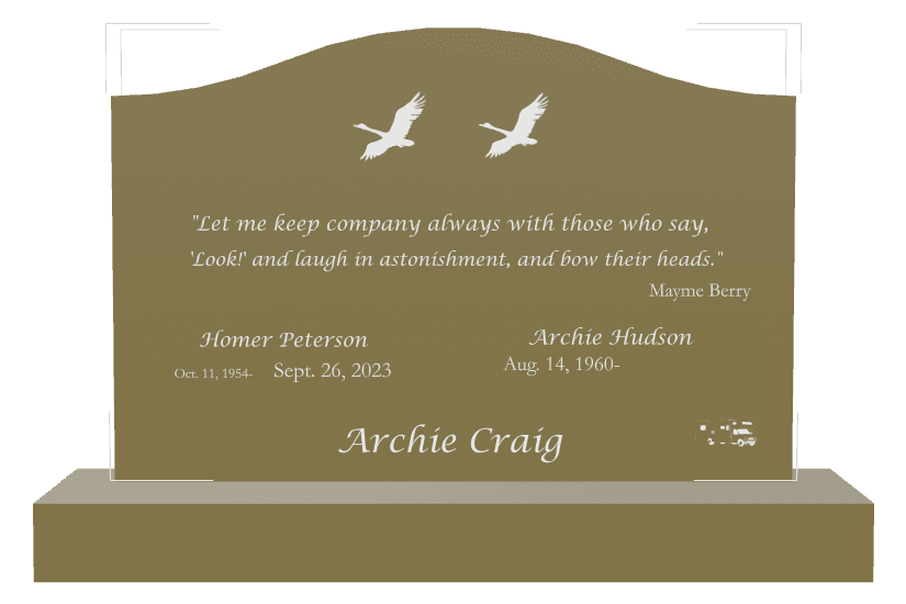 Serpentine Traditional Engraved Headstone – Swan Headstone preview