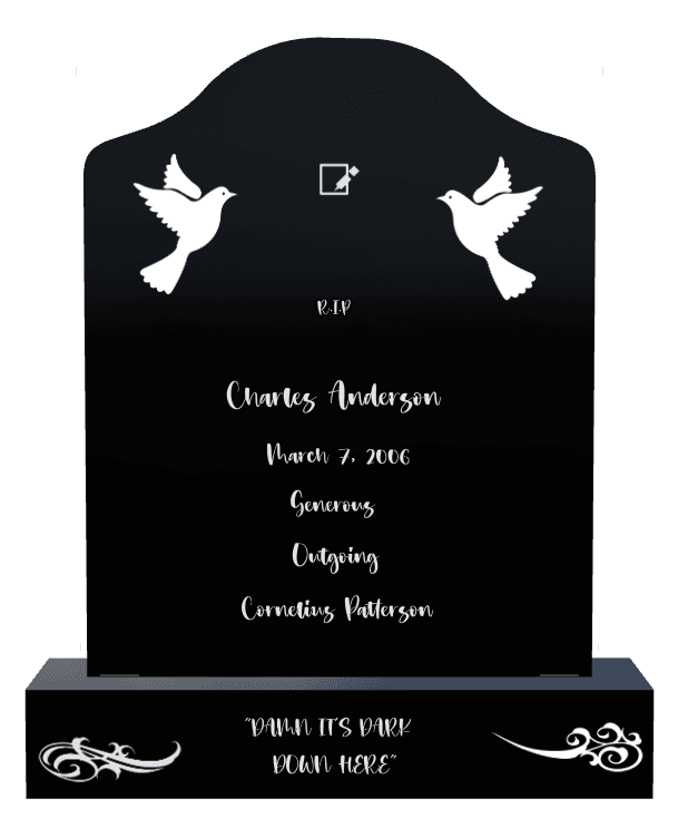 Laser-Etched Black Granite Headstone – Dove preview