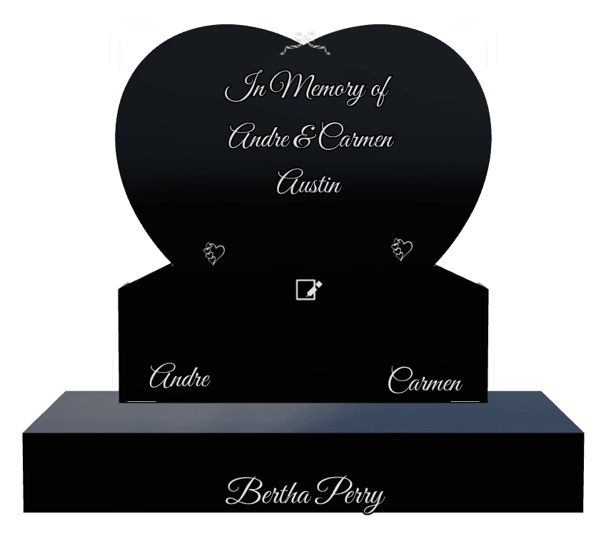 Heart Laser-Etched Black Granite Headstone – heart preview