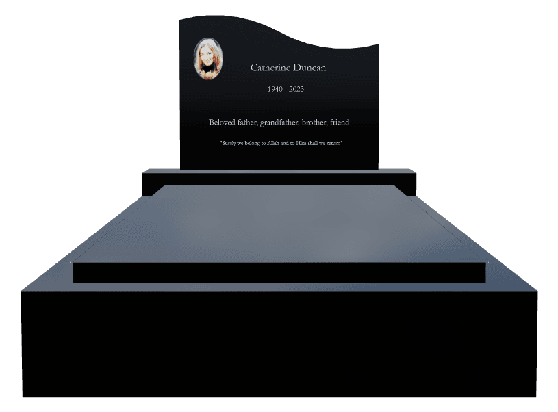 Left Wave Laser-Etched Black Granite Monument – Islamic preview