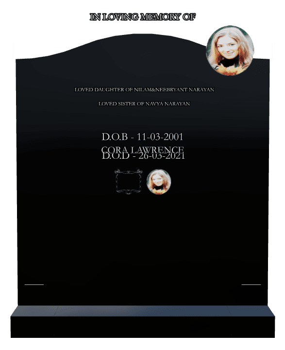 Serpentine Laser-Etched Black Granite Headstone – In Loving Memory preview