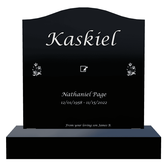 Serpentine Laser-Etched Black Granite Headstone – James preview