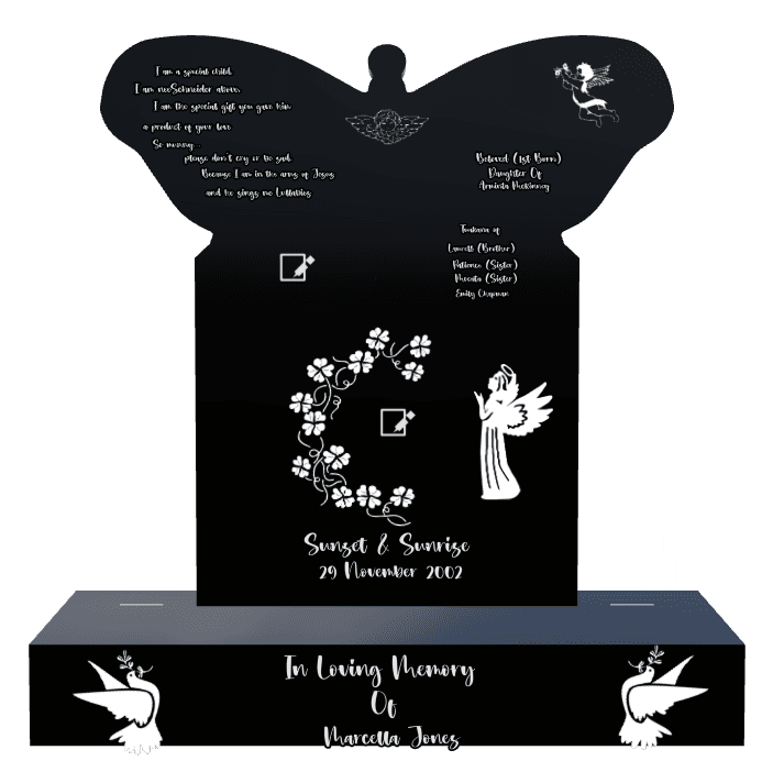 Laser-Etched Black Granite Headstone – In Loving Memory Headstone preview