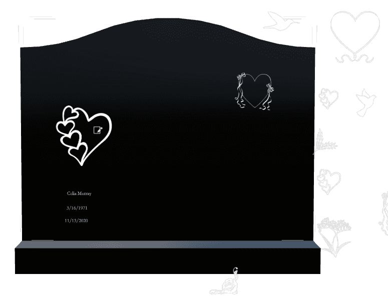 Serpentine Laser-Etched Black Granite Headstone – Bird Birds Headstone preview