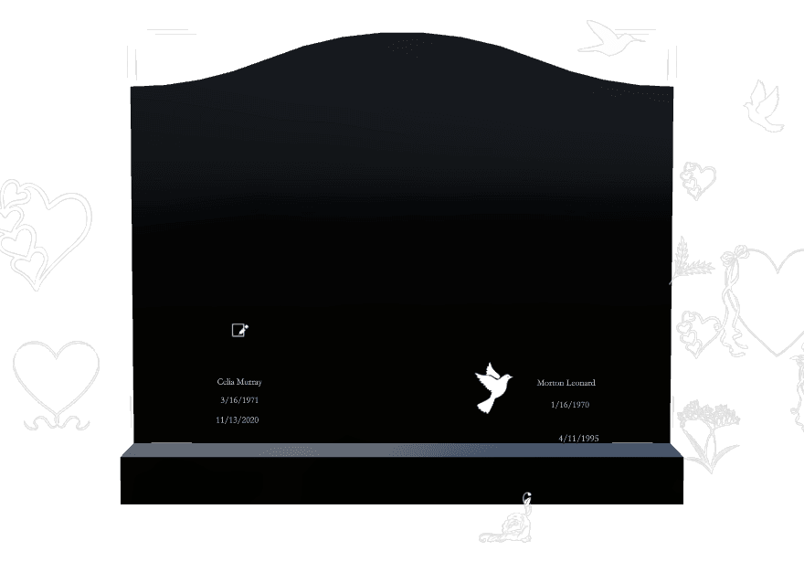Serpentine Laser-Etched Black Granite Headstone – Bird Birds preview