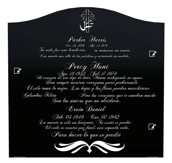 Serpentine Laser-Etched Black Granite Headstone – Son Headstone preview