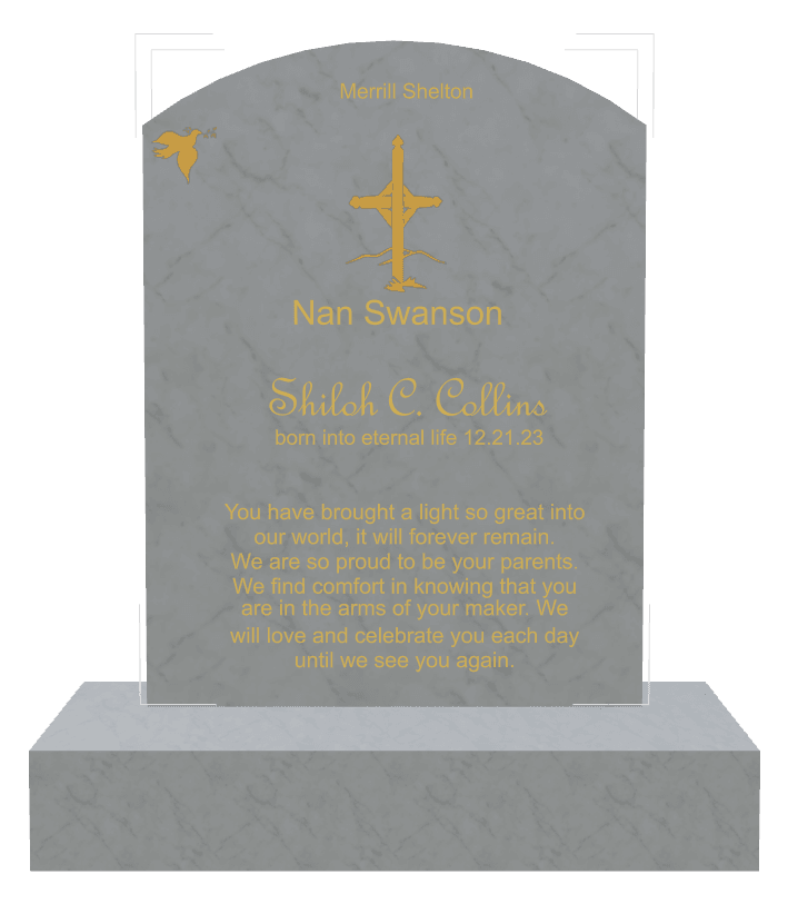 Curved Top Traditional Engraved Headstone – Dove preview