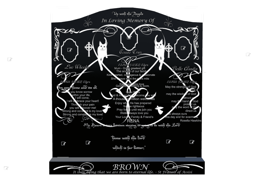 Serpentine Laser-Etched Black Granite Headstone – Kind Heart preview