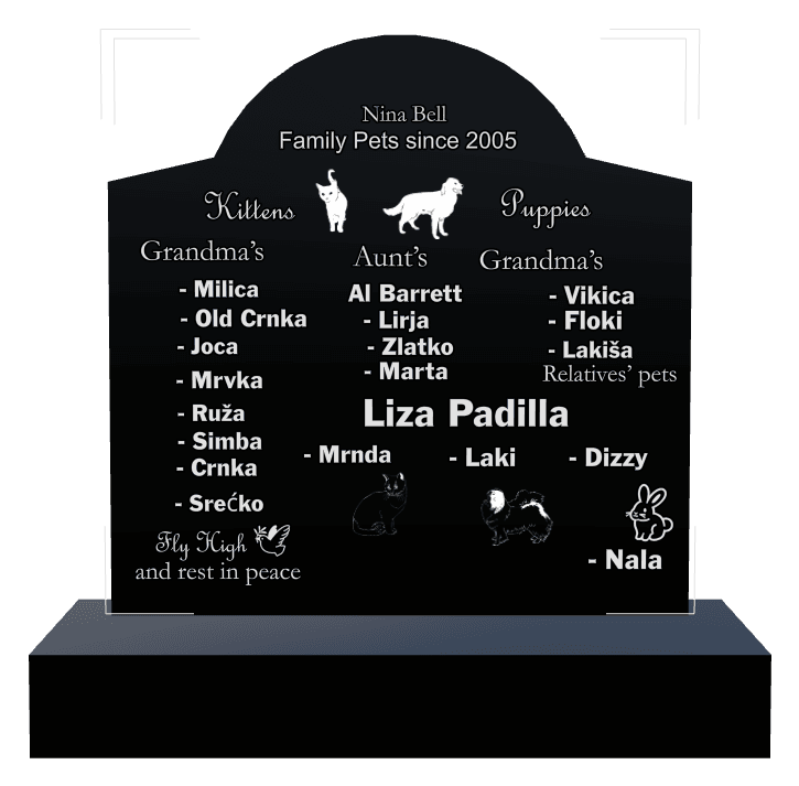 Curved Gable Laser-Etched Black Granite Headstone – Rest in Peace preview