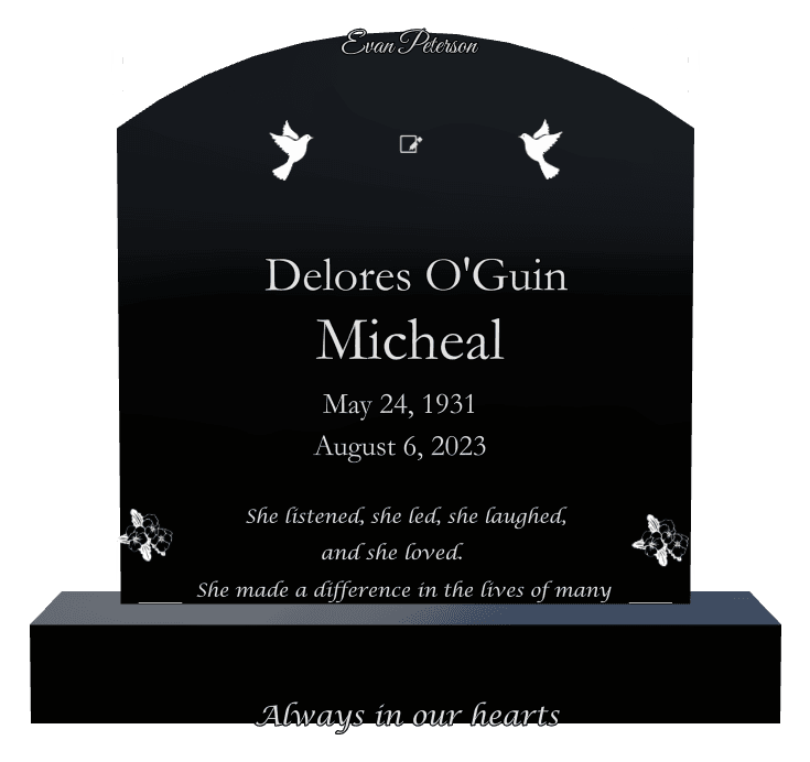 Curved Top Laser-Etched Black Granite Headstone – Always in Our Hearts preview