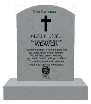 Curved Top - Until we Meet Again Headstone memorial design preview